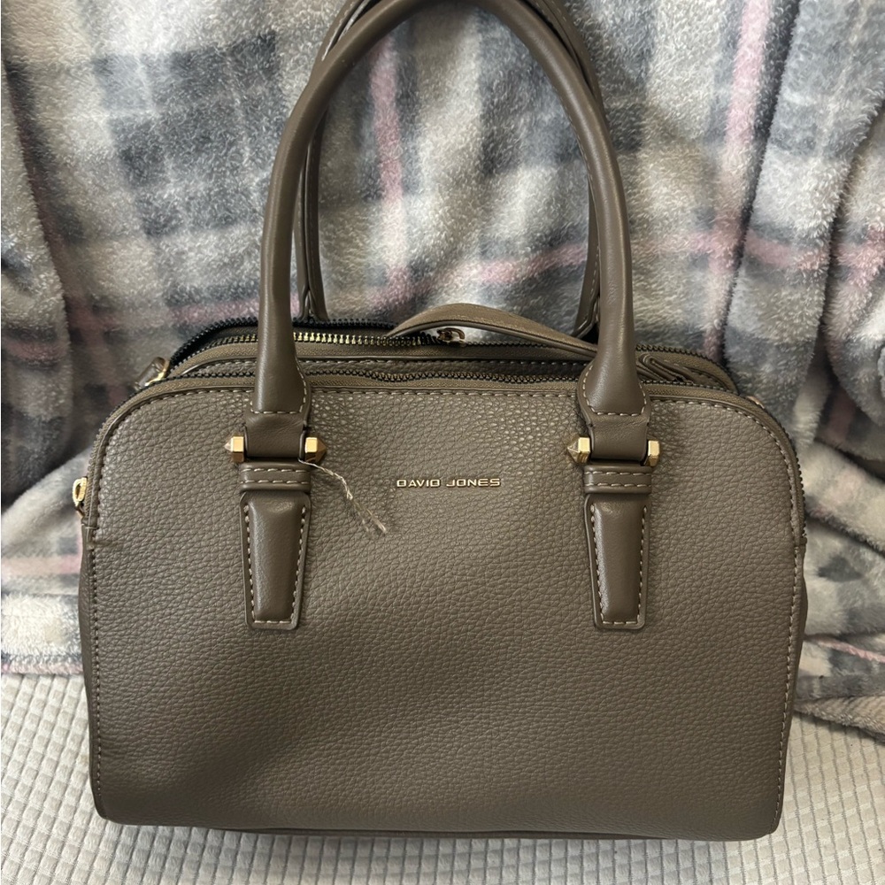 David Jones Taupe Satchel Bag